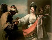 Benjamin West, Isaac's servant trying the bracelet on Rebecca's arm